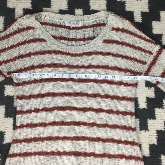 Pink Rose Creme & Burnt Orange Striped Sweater Top - Picture 9 of 10